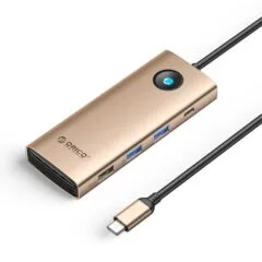 Orico USB-C 8w1 | 2x USB-A 3.0 | 1x USB-A 2.0 | 1x USB-C 3.0 | 1x USB-C PD 100W | 1x HDMI 4K 60Hz | 1x VGA 1080P 60Hz | 1x RJ45 Gigabit Ethernet - różowo-złota