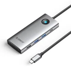 Orico USB-C 8w1 | 2x USB-A 3.0 | 1x USB-A 2.0 | 1x USB-C 3.0 | 1x USB-C PD 100W | 1x HDMI 4K 60Hz | 1x VGA 1080P 60Hz | 1x RJ45 Gigabit Ethernet - szara