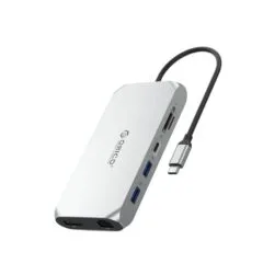 Orico USB-C 12w1 | USB-A 3.1 | USB-A 2.0 | USB-C PD 100W | 1x USB-C 3.1 | 2x HDMI 2.0 4K 60 Hz | 1x DP 1.4 4K 60 Hz | microSD/SD 3.0 | RJ45 Gigabit | 1x audio - srebrna