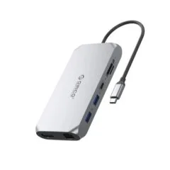 Orico USB-C 12w1 | USB-A 3.1 | USB-A 2.0 | USB-C PD 100W | 1x USB-C 3.1 | 2x HDMI 2.0 4K 60 Hz | 1x DP 1.4 4K 60 Hz | microSD/SD 3.0 | RJ45 Gigabit | 1x audio - szara