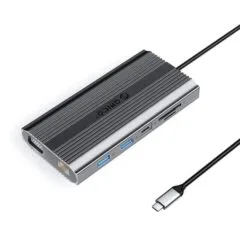 Orico USB-C 12w1 | USB-A | USB-C PD 100W | HDMI 4K | VGA | RJ45 Gigabit - szara