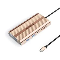 Orico USB-C 12w1 | USB-A | USB-C PD 100W | 2x HDMI 4K 60Hz | DisplayPort 4K 60Hz | RJ45 Gigabit - różowo-złota