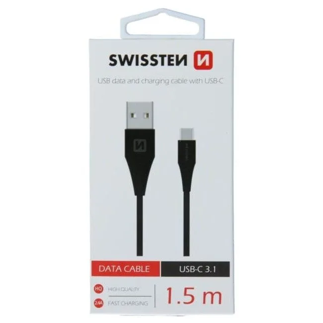 Swissten USB - USB-C 3.1 1.5m (7mm) czarny — image 2