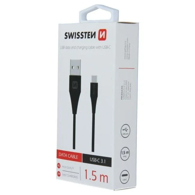 Swissten USB - USB-C 3.1 1.5m (7mm) czarny — image 3