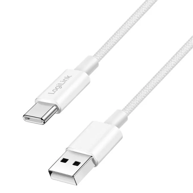 LogiLink USB-A - USB-C 1.5m w nylonowym oplocie biały — image 1