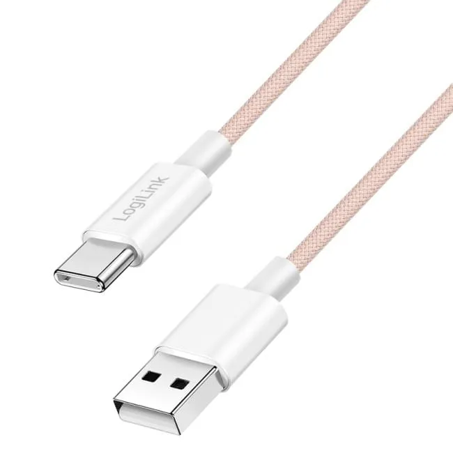 LogiLink USB-A - USB-C 0.5m w nylonowym oplocie różowy — image 1