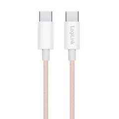 LogiLink USB-C 0.5m w nylonowym oplocie różowy