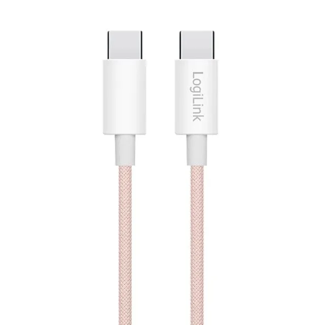 LogiLink USB-C 1.0m w nylonowym oplocie różowy — image 1