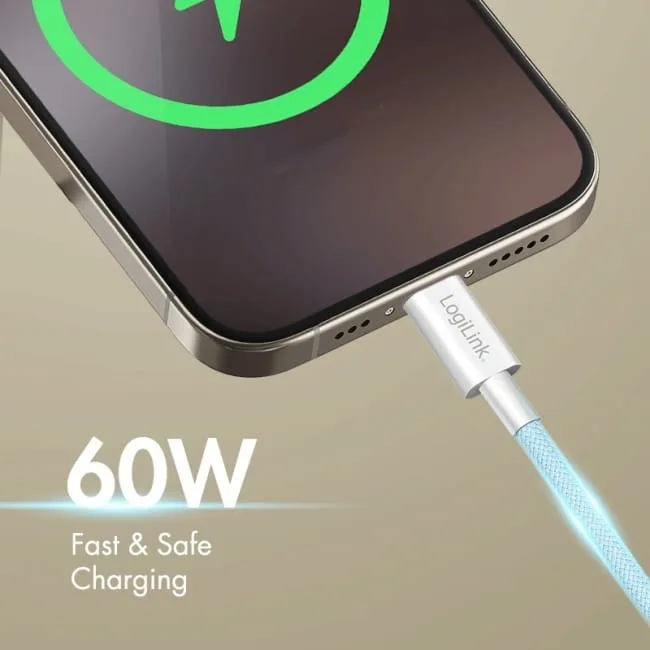 LogiLink USB-C 1.0m w nylonowym oplocie niebieski — image 4
