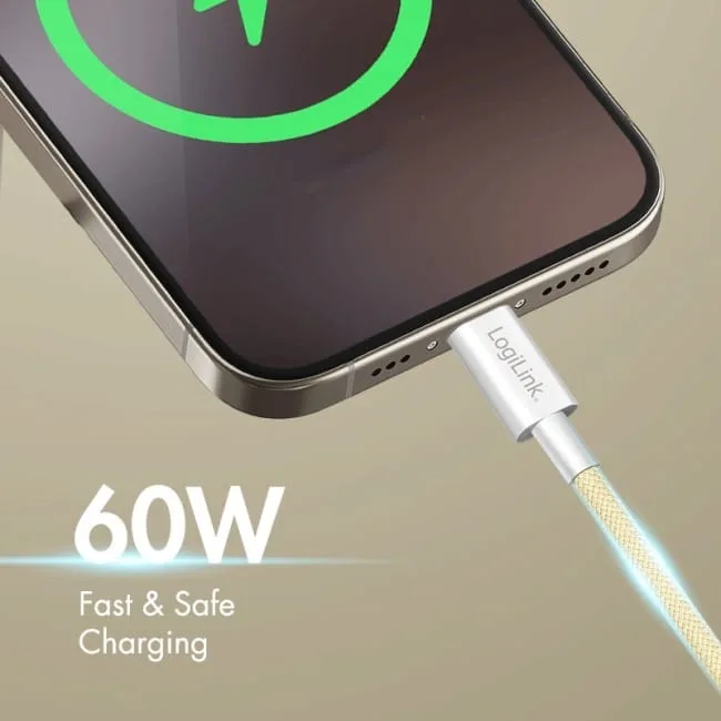 LogiLink USB-C 1.0m w nylonowym oplocie żółty — image 4