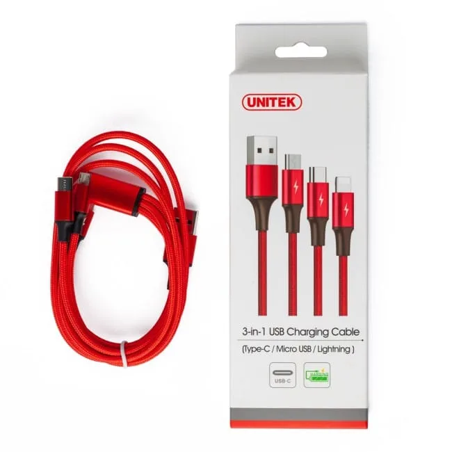 Unitek micro USB/Lightning/USB-C 1.2m czerwony — image 10