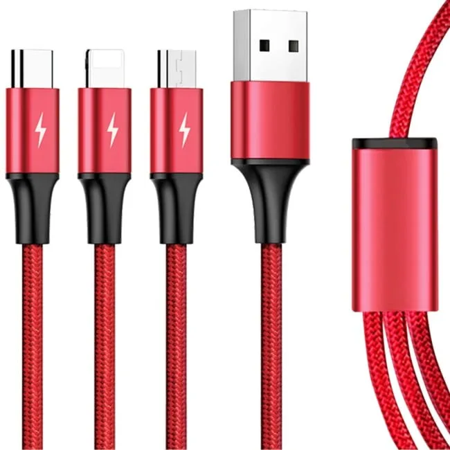 Unitek micro USB/Lightning/USB-C 1.2m czerwony — image 2