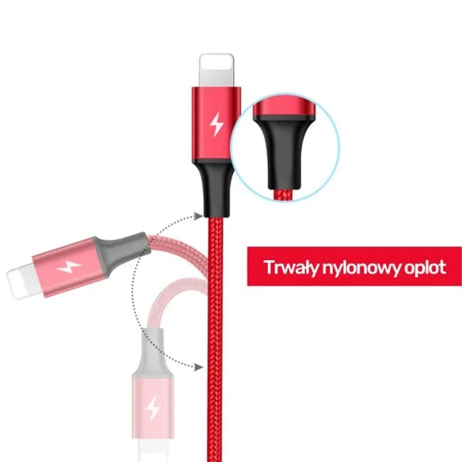 Unitek micro USB/Lightning/USB-C 1.2m czerwony — image 9