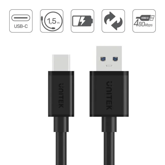 Unitek USB-A - USB-C 1.5m czarny — image 2