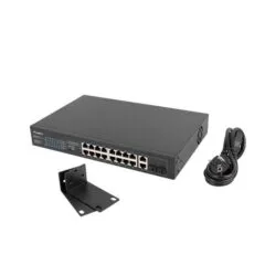 Lanberg switch 16x 100Mb PoE+/2x Combo niezarządzalny rack 19" 150W