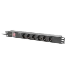 Lanberg listwa zasilająca rack PDU 19" 1U 16A 6x Schuko 2m czarna