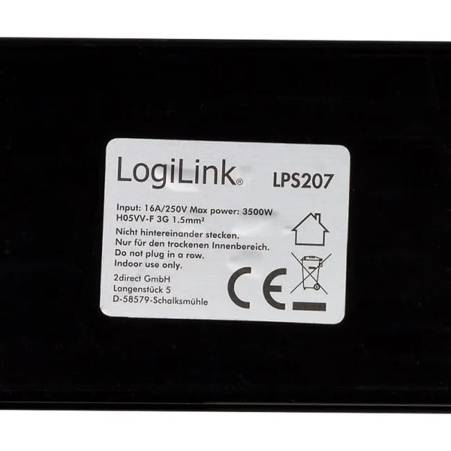 LogiLink 8 gniazd 3.0m czarno-biała — image 3