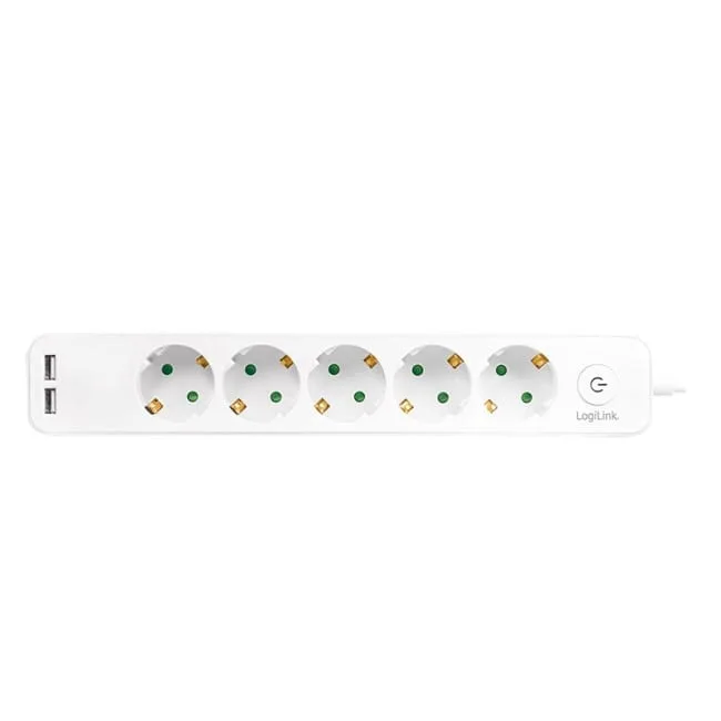 LogiLink 5 gniazd 1.5m biała | 2 x USB — image 2