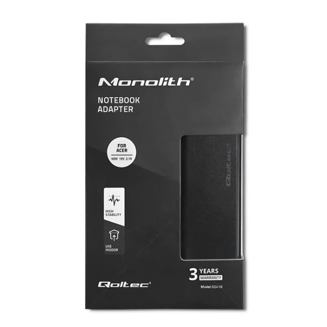 Qoltec Zasilacz do Acer 40W | 19V | 2.1A | wtyk 5.5*1.7 | + kabel zasilający — image 2