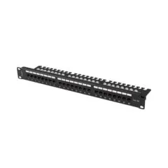 Lanberg Patch Panel 24 port 1U 19" kat.6A UTP czarny z organizerem kablowym