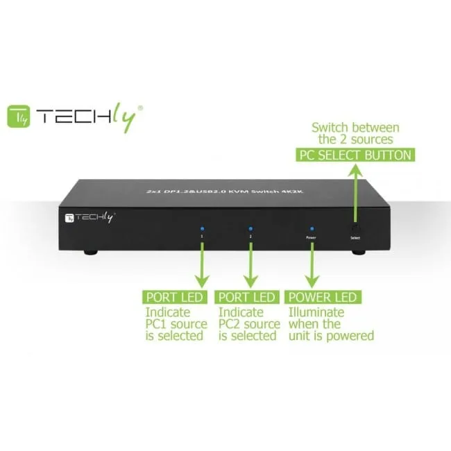 Techly 101928 Przełącznik KVM 2/1 Displayport/USB — image 6