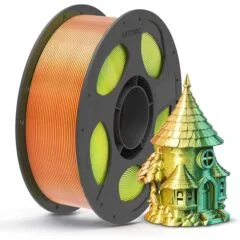 Anycubic PLA SILK-TRI-COLOR Red Yellow Green 1Kg. Ideal usage: Highly detailed display pieces, articulated toys/dragons, vases, abstract sculptures, and eye-catching decorative items where you want a dynamic visual effect.