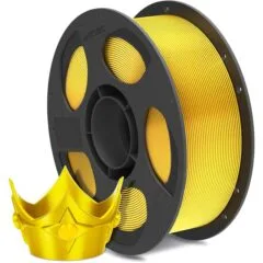 Anycubic PLA Silk Filament Shiny Gold 1Kg. Ideal Usage: Display models, figurines, cosplay armor/props, vases, jewelry, and decorative items where a premium, metallic, or glossy aesthetic is desired.