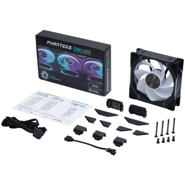 PHANTEKS D30 PWM Reverse Airflow D-RGB - 120mm, czarny — image 9