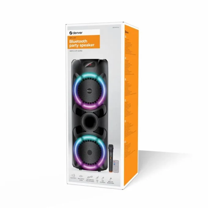 Denver Audio Karaoke Speaker 2 x 8" woofers  BT USB & MicroSD TWS 3600mAh  BPS-459 — image 5