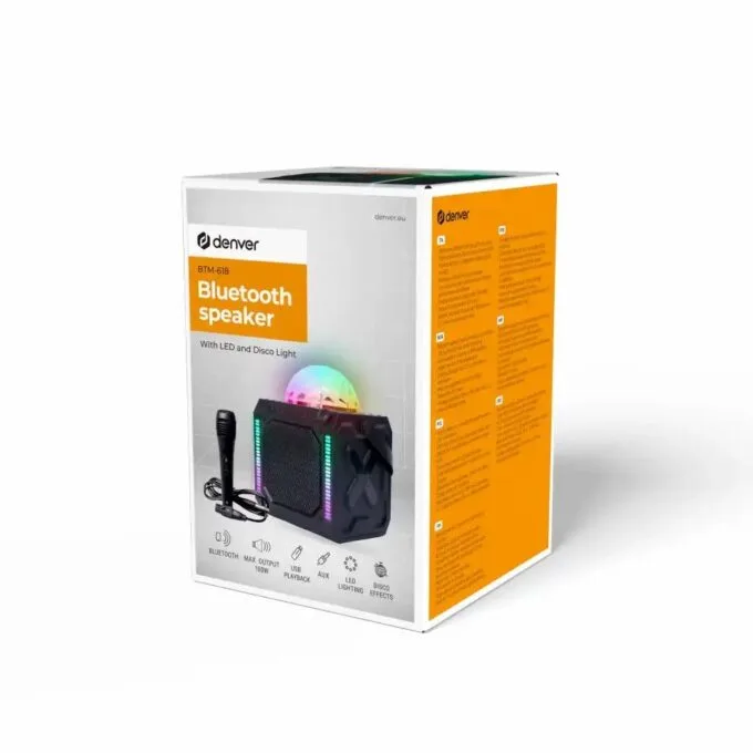 Denver Audio Karaoke Speaker with Microphone, Disco Light, BT, USB BTM-618 — image 4