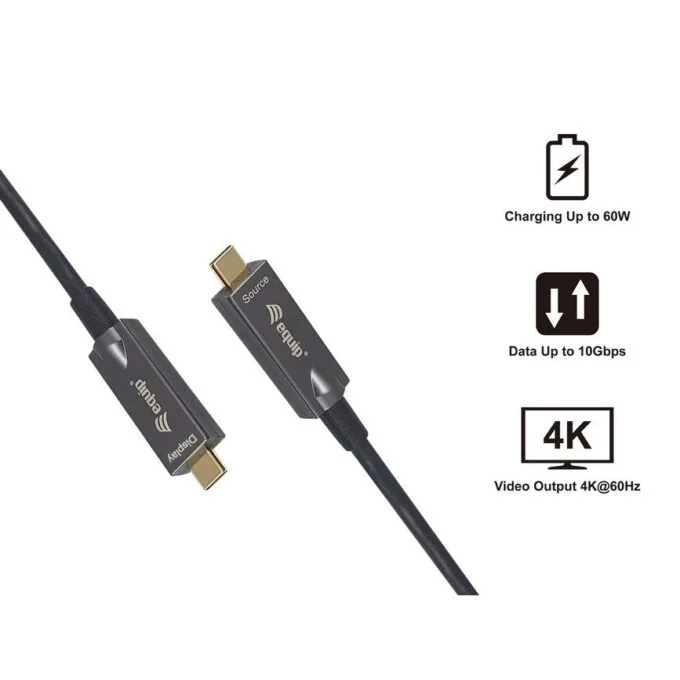 Equip Kabel USB-C3.2->C AOC 4K PD60W St/St 7.50m schwarz — image 4