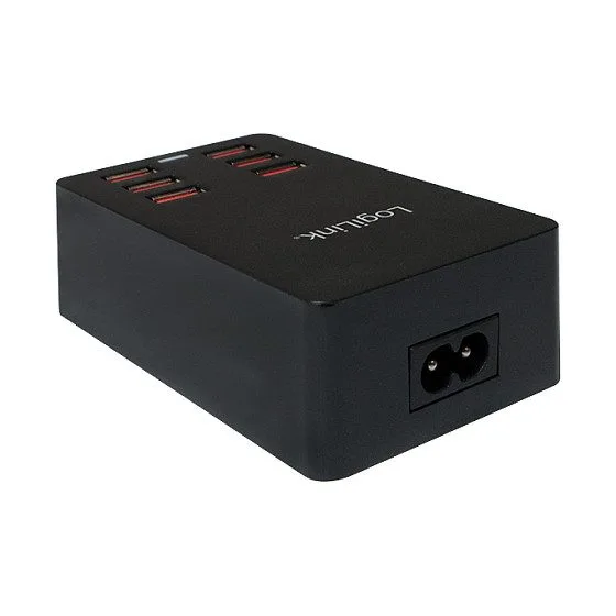 LogiLink USB Table Charger, 6 Port, 32W, black — image 2