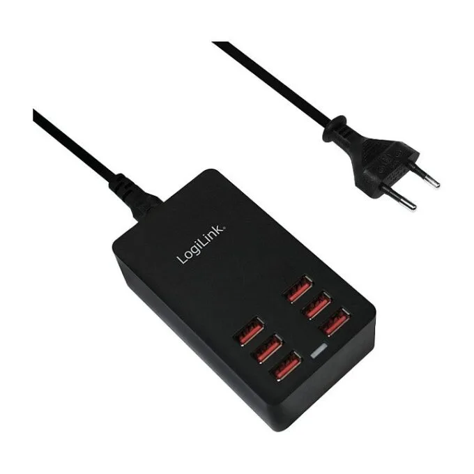 LogiLink USB Table Charger, 6 Port, 32W, black — image 4