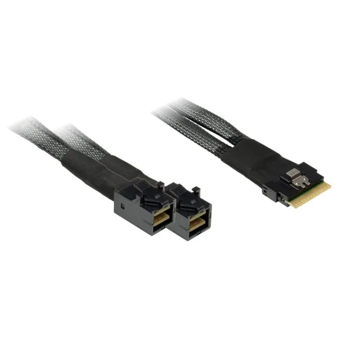 Inter-Tech SFF-8654 8i > 2x SFF-8643 0,75m Kabel — image 1