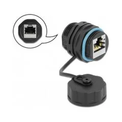 Delock Kabelverbinder RJ45 Buchse zu RJ45 Buchse Cat.6A mit Verschlusskappe wasserfest