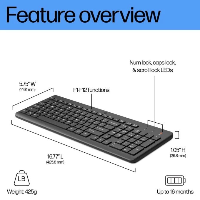 HP 225 - Tastatur - 2,5-Zonen-Layout - kabellos — image 4