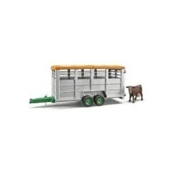 BRUDER Viehtransportanhnger mit Kuh (grau)