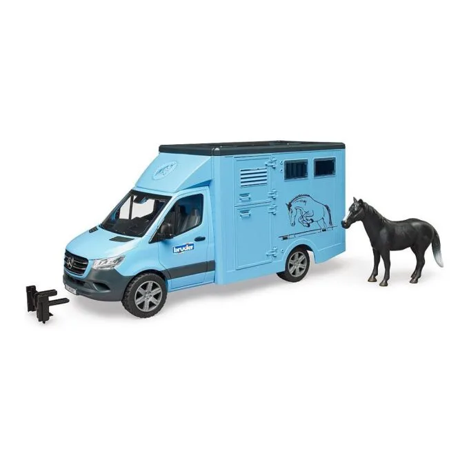 BRUDER MB Sprinter Tiertransporter mit Pferd (blau) — image 1