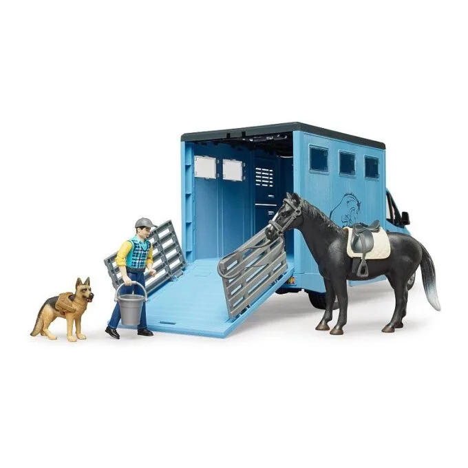 BRUDER MB Sprinter Tiertransporter mit Pferd (blau) — image 2