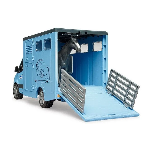 BRUDER MB Sprinter Tiertransporter mit Pferd (blau) — image 3