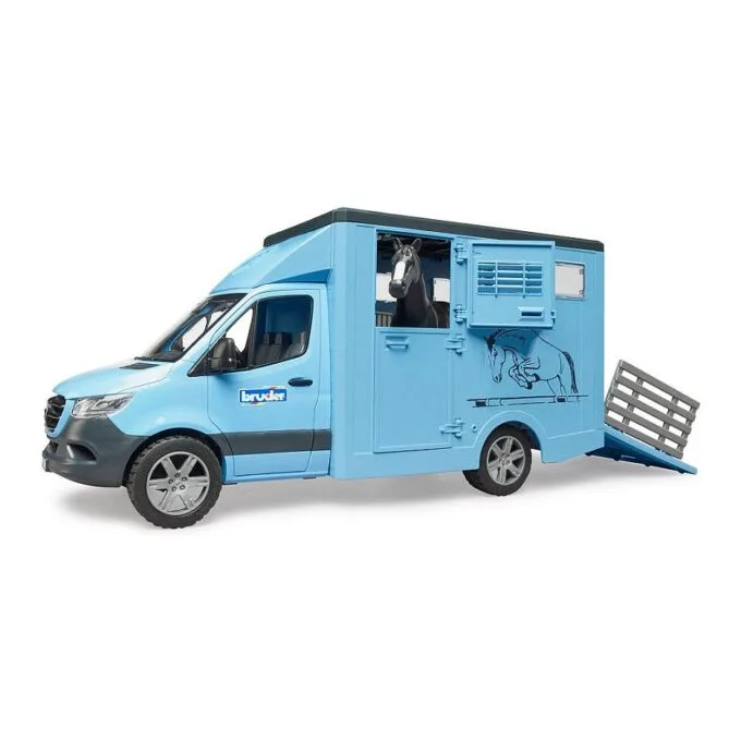 BRUDER MB Sprinter Tiertransporter mit Pferd (blau) — image 4