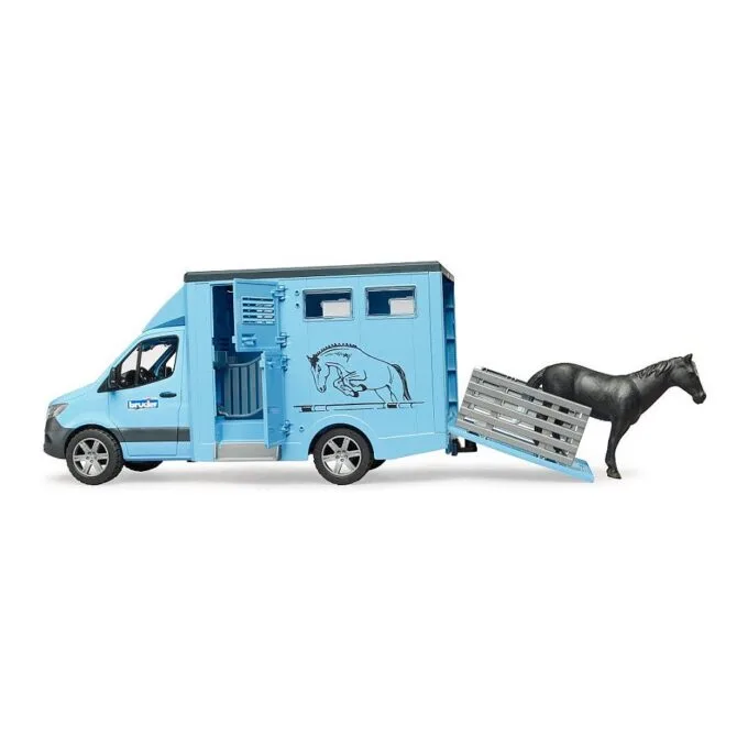 BRUDER MB Sprinter Tiertransporter mit Pferd (blau) — image 6