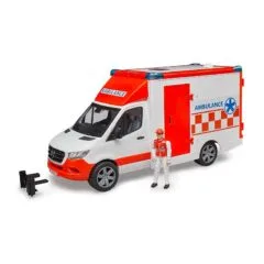 BRUDER MB Sprinter Ambulanz mit Fahrer (rot/wei)