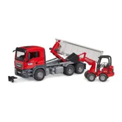 BRUDER MAN TGS LKW mit Abrollcontainer und Schffer Hoflader