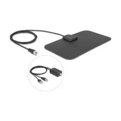DAB+ DVB-T2 Antenne F Stecker 5 - 25 dB aktiv omnidirektional schwarz Klebemontage