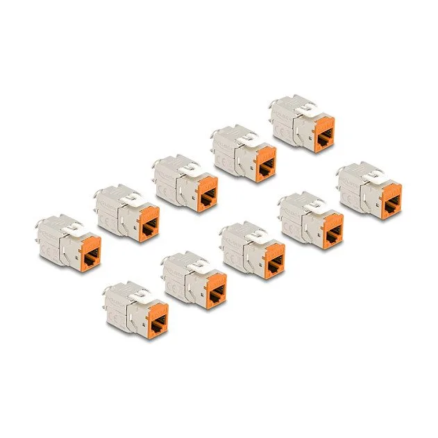 Delock Keystone Modul RJ45 Buchse zu LSA Cat.6A werkzeugfrei orange Set 10 Stück — image 1