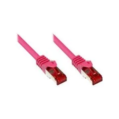 GoodConnections Patchkabel mit Rastnasenschutz, Cat. 6, S/FTP, PiMF, PVC, 250MHz, magenta, 30m,