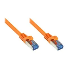GoodConnections Patchkabel mit Rastnasenschutz, Cat. 6A, S/FTP, PiMF, halogenfrei, 500MHz, orange, 15m,