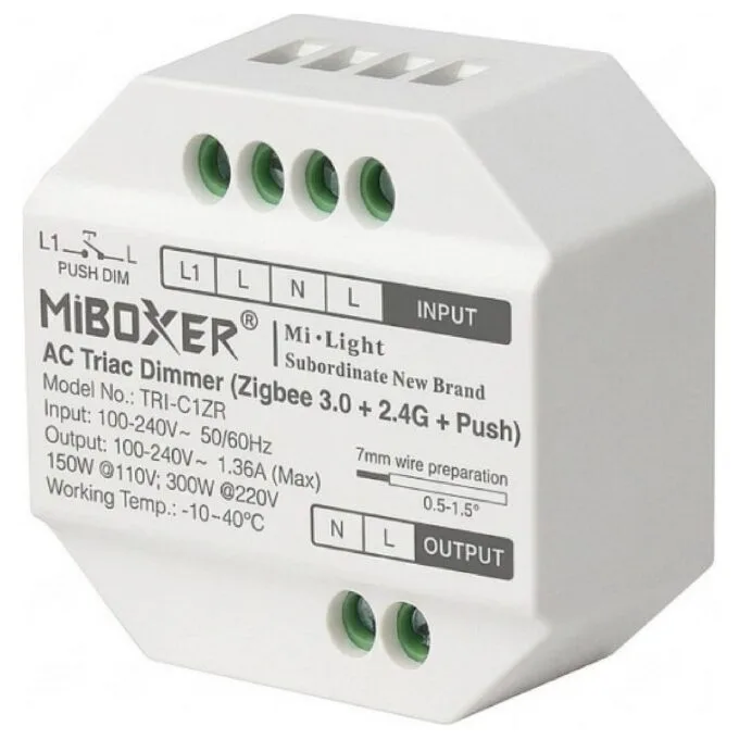 LED Dimmer Controller AC TRIAC Zigbee 3.0+2,4G+Push *Milight/Miboxer* — image 1