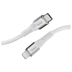 Intenso USB-Kabel C315L Nylon 1,5m weiß, USB-C und Lightning Anschluss, unterstützt Schnelladen (PD) bis 60W